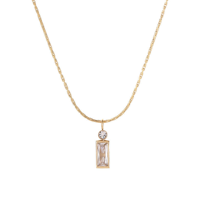 Classic Style Mini Rectangular Shining Zircon Necklaces