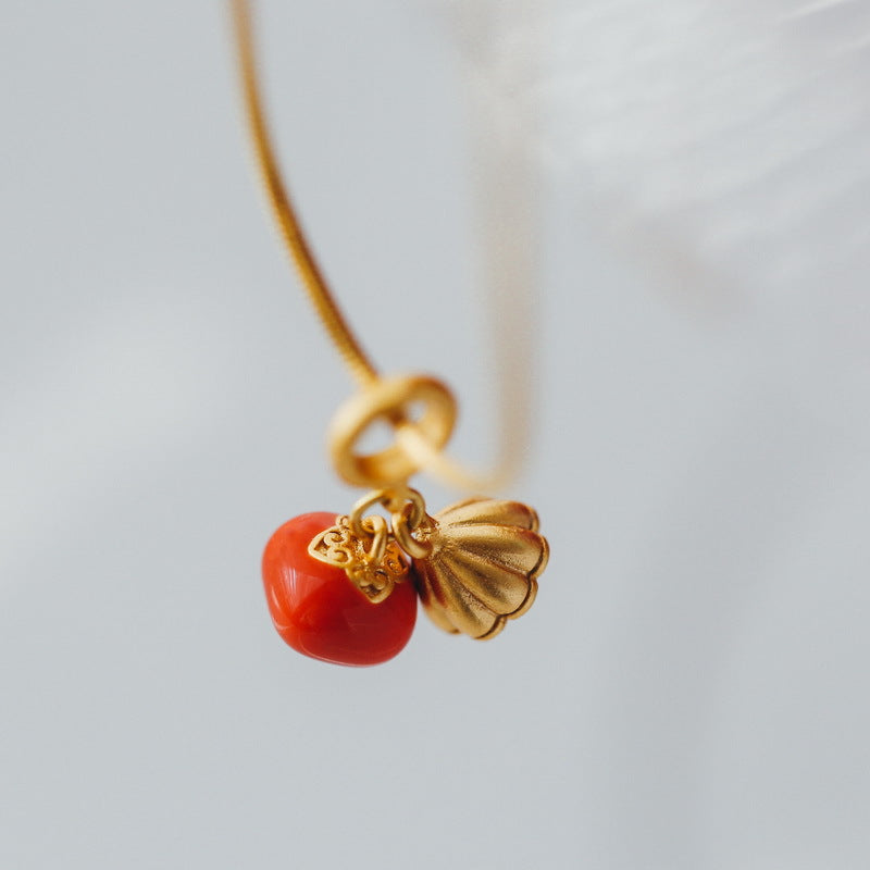 Lucky Orange Red Persimmon Anklet