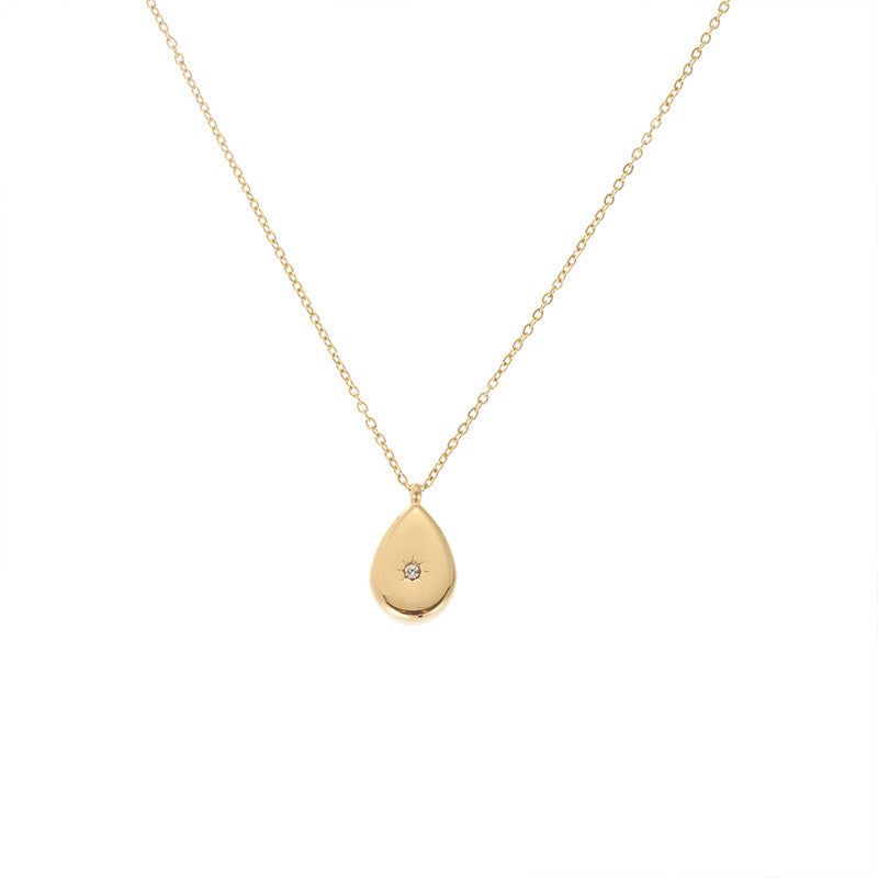 ZIircon Inlaid Temperament 14K Gold Clavicle Necklace