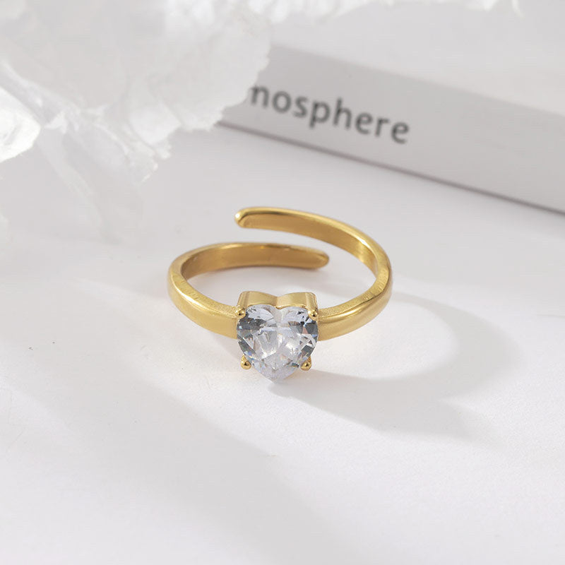 Classic Style White Zircon Open Rings