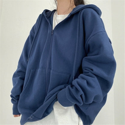 Amy Fashion - Korean Version Oversized Solid Color Hoodies