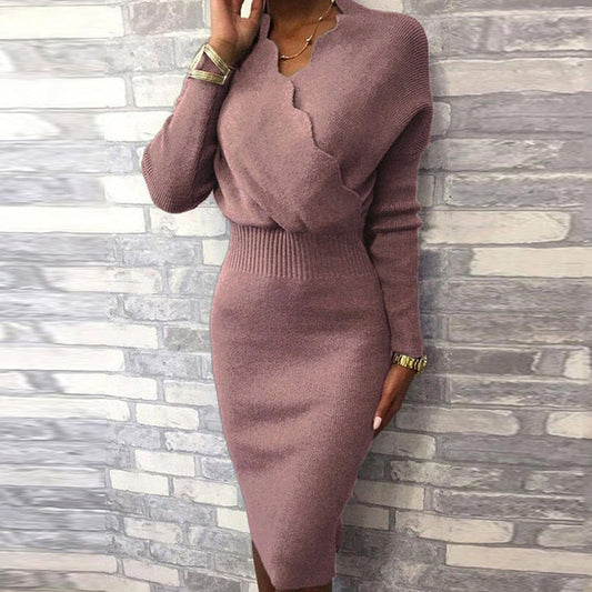 Long Sleeve Slim Fit Knee Dress