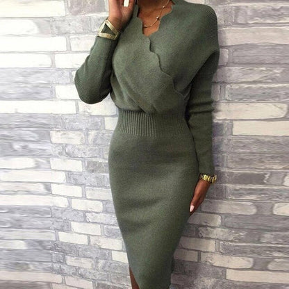 Long Sleeve Slim Fit Knee Dress